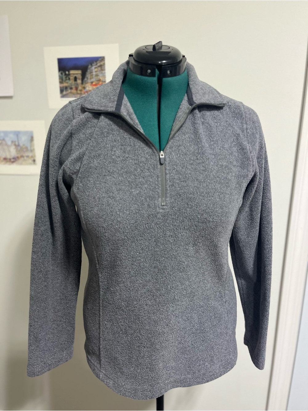 Lands' End Women's Heather Gray Half-Zip Turtleneck Fleece